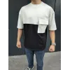 Unisex Torba Cep Detaylı Parçalı T-Shirt - Siyah - 106717 Unisex Torba Cep Detaylı Parçalı T-Shirt - Siyah - 106717