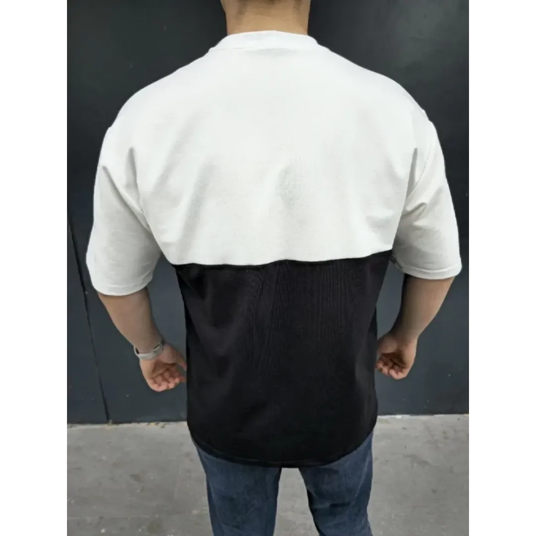 Unisex Torba Cep Detaylı Parçalı T-Shirt - Siyah - 106717 Unisex Torba Cep Detaylı Parçalı T-Shirt - Siyah - 106717
