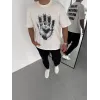 Unisex Bisiklet Yaka Baskılı Oversize T-Shirt - Beyaz - 106725 Unisex Bisiklet Yaka Baskılı Oversize T-Shirt - Beyaz - 106725