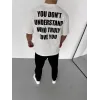 Unisex Bisiklet Yaka Baskılı Oversize T-Shirt - Beyaz - 106725 Unisex Bisiklet Yaka Baskılı Oversize T-Shirt - Beyaz - 106725