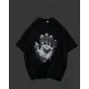 Unisex Bisiklet Yaka Baskılı Oversize T-Shirt - Siyah - 106726 Unisex Bisiklet Yaka Baskılı Oversize T-Shirt - Siyah - 106726