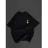 Unisex Bisiklet Yaka Baskılı Oversize T-Shirt - Siyah - 106731 Unisex Bisiklet Yaka Baskılı Oversize T-Shirt - Siyah - 106731