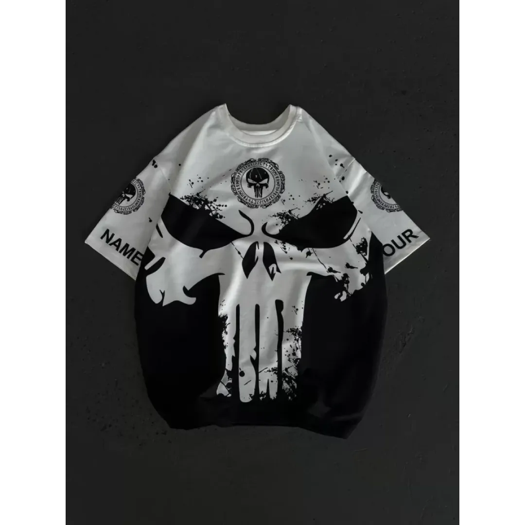 Unisex Bisiklet Yaka Baskılı Oversize T-Shirt - Beyaz - 106737 Unisex Bisiklet Yaka Baskılı Oversize T-Shirt - Beyaz - 106737