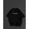 Unisex Bisiklet Yaka Baskılı Oversize T-Shirt - Siyah - 106744 Unisex Bisiklet Yaka Baskılı Oversize T-Shirt - Siyah - 106744