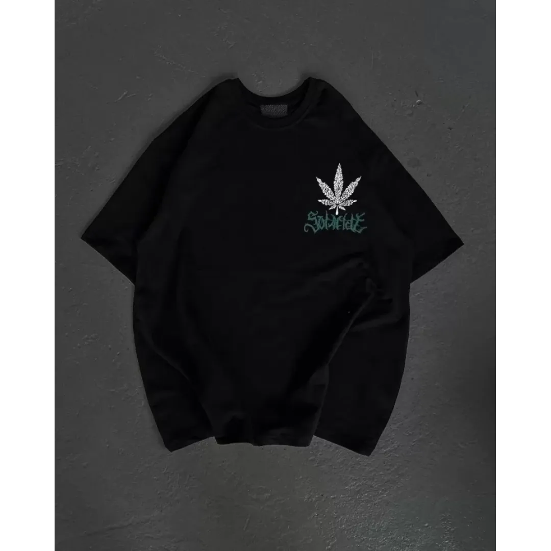 Unisex Bisiklet Yaka Baskılı Oversize T-Shirt - Siyah - 106751 Unisex Bisiklet Yaka Baskılı Oversize T-Shirt - Siyah - 106751