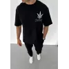 Unisex Bisiklet Yaka Baskılı Oversize T-Shirt - Siyah - 106752 Unisex Bisiklet Yaka Baskılı Oversize T-Shirt - Siyah - 106752