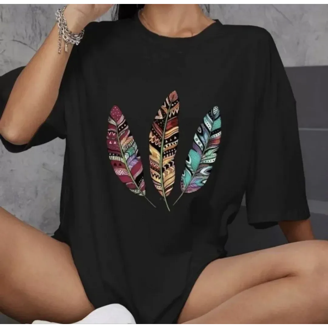 Unisex Bisiklet Yaka Baskılı Oversize T-Shirt - Siyah - 106801 Unisex Bisiklet Yaka Baskılı Oversize T-Shirt - Siyah - 106801