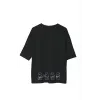 Unisex Bisiklet Yaka Baskılı Oversize T-Shirt - Siyah - 107792 Unisex Bisiklet Yaka Baskılı Oversize T-Shirt - Siyah - 107792