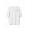 Unisex Bisiklet Yaka Baskılı Oversize T-Shirt - Beyaz - 107793 Unisex Bisiklet Yaka Baskılı Oversize T-Shirt - Beyaz - 107793