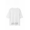 Unisex Bisiklet Yaka Baskılı Oversize T-Shirt - Beyaz - 107793 Unisex Bisiklet Yaka Baskılı Oversize T-Shirt - Beyaz - 107793