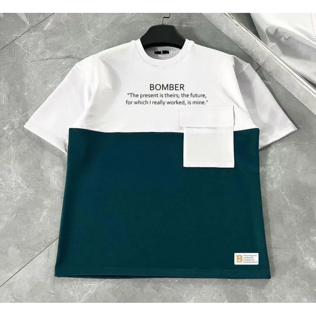 Unisex Torba Cep Detaylı Parçalı T-Shirt - Lacivert - 107807 Unisex Torba Cep Detaylı Parçalı T-Shirt - Lacivert - 107807