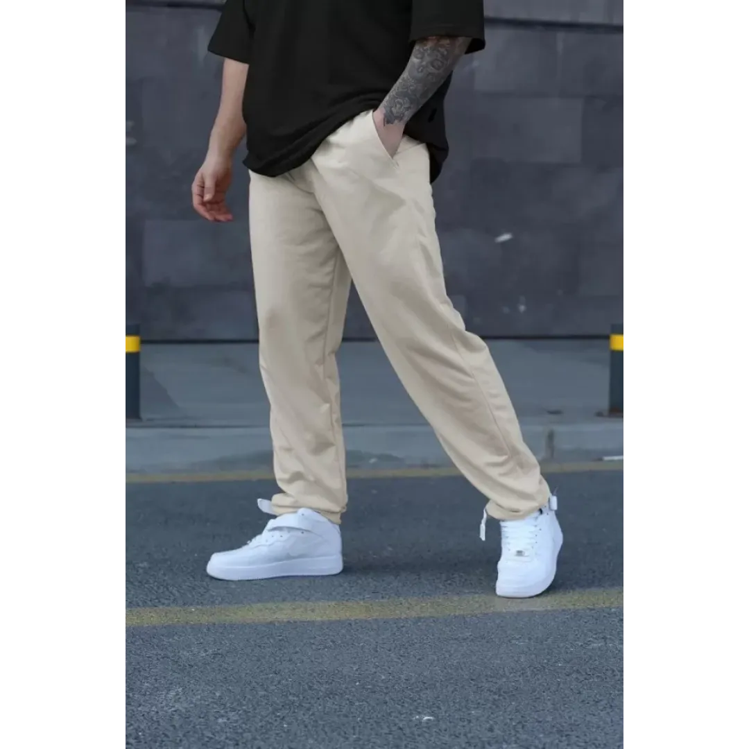 Unisex İki İplik Eşofman Altı - Bej - 108324 Unisex İki İplik Eşofman Altı - Bej - 108324