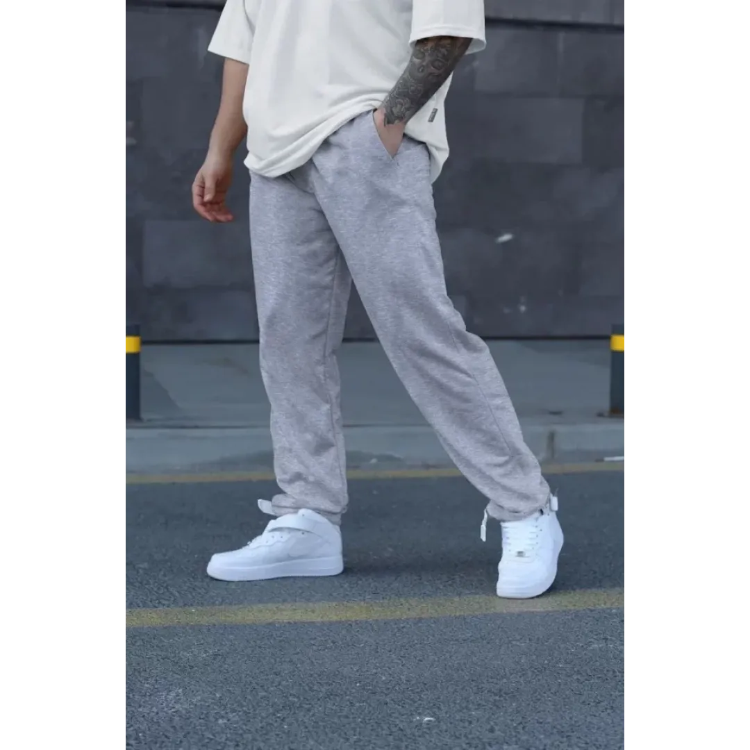 Unisex İki İplik Eşofman Altı - Gri - 108325 Unisex İki İplik Eşofman Altı - Gri - 108325