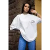 Unisex Bisiklet Yaka Baskılı Oversize T-Shirt - Beyaz - 108567 Unisex Bisiklet Yaka Baskılı Oversize T-Shirt - Beyaz - 108567