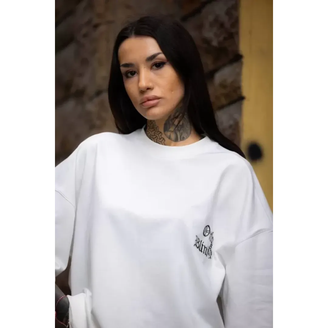 Unisex Bisiklet Yaka Baskılı Oversize T-Shirt - Beyaz - 108567 Unisex Bisiklet Yaka Baskılı Oversize T-Shirt - Beyaz - 108567