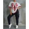 Unisex Bisiklet Yaka Baskılı Oversize T-Shirt - Beyaz - 108574 Unisex Bisiklet Yaka Baskılı Oversize T-Shirt - Beyaz - 108574