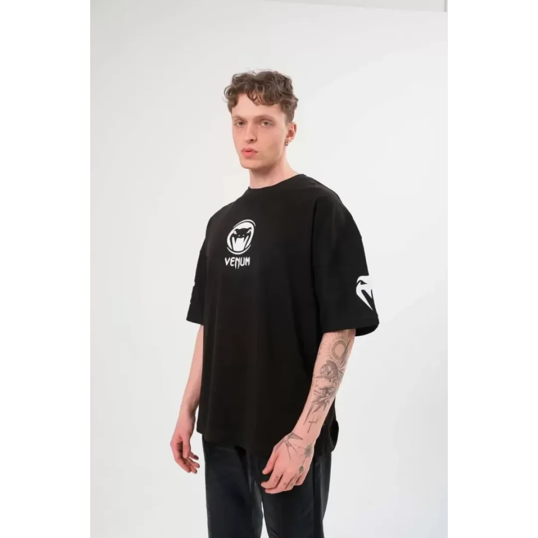 Unisex Bisiklet Yaka Baskılı Oversize T-Shirt - Siyah - 108583 Unisex Bisiklet Yaka Baskılı Oversize T-Shirt - Siyah - 108583