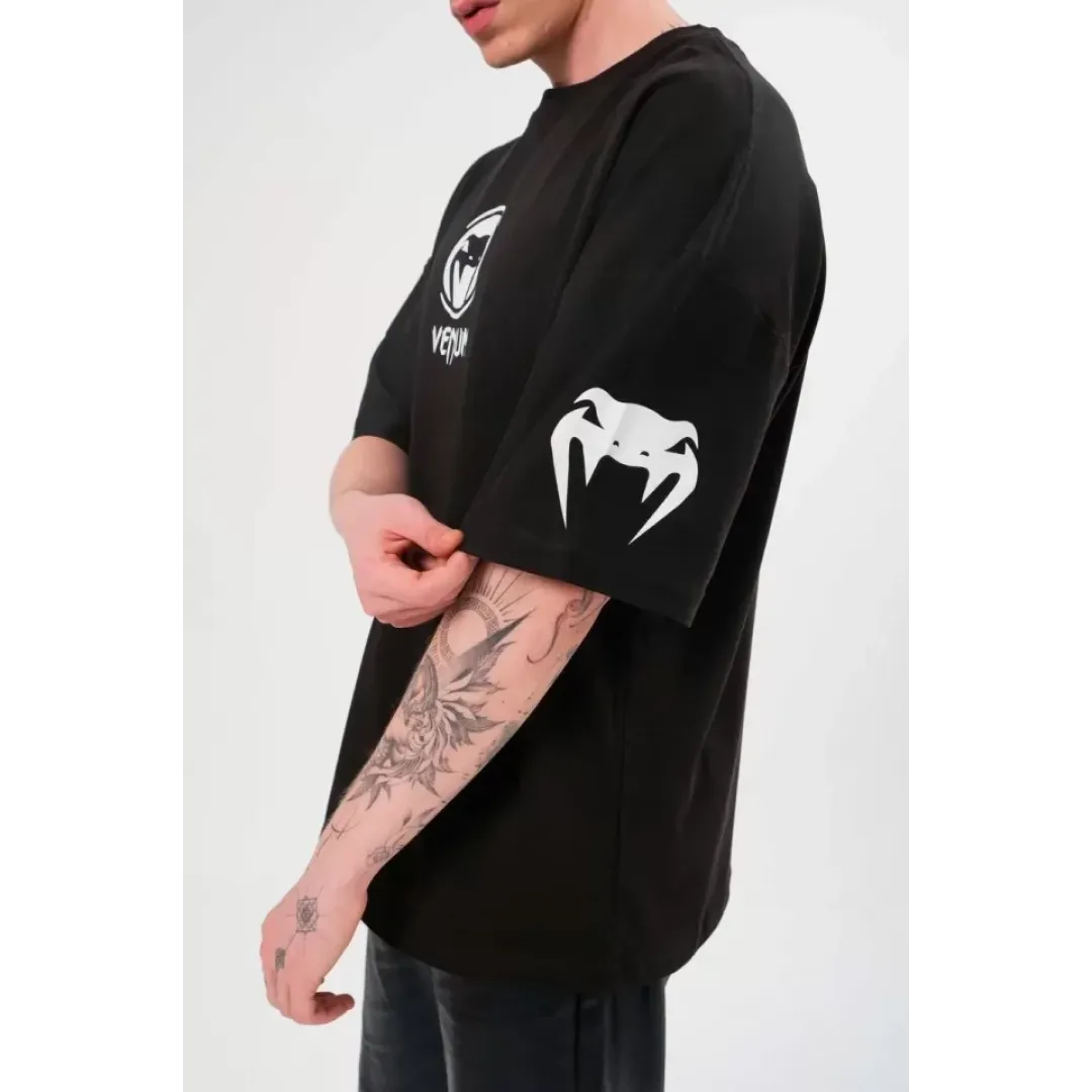 Unisex Bisiklet Yaka Baskılı Oversize T-Shirt - Siyah - 108583 Unisex Bisiklet Yaka Baskılı Oversize T-Shirt - Siyah - 108583