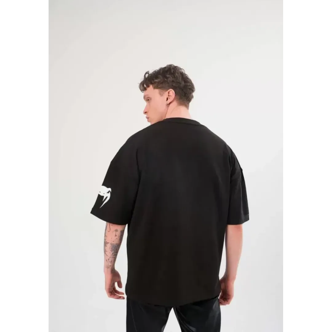 Unisex Bisiklet Yaka Baskılı Oversize T-Shirt - Siyah - 108583 Unisex Bisiklet Yaka Baskılı Oversize T-Shirt - Siyah - 108583