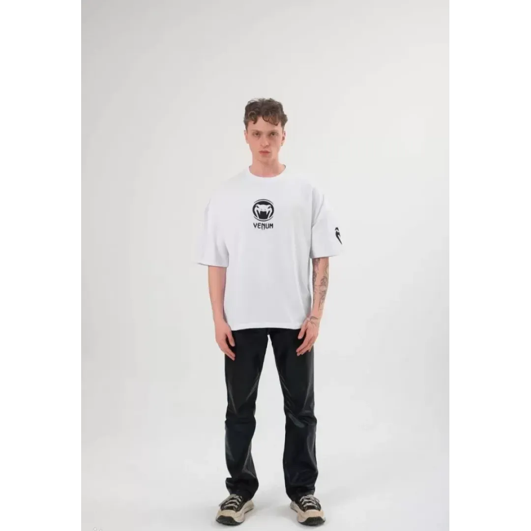 Unisex Bisiklet Yaka Baskılı Oversize T-Shirt - Beyaz - 108584 Unisex Bisiklet Yaka Baskılı Oversize T-Shirt - Beyaz - 108584
