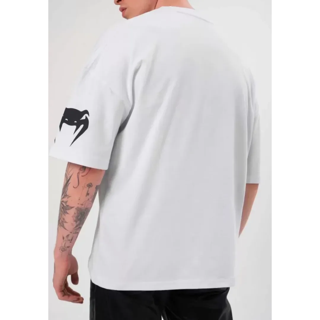 Unisex Bisiklet Yaka Baskılı Oversize T-Shirt - Beyaz - 108584 Unisex Bisiklet Yaka Baskılı Oversize T-Shirt - Beyaz - 108584