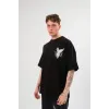 Unisex Bisiklet Yaka Baskılı Oversize T-Shirt - Siyah - 108682 Unisex Bisiklet Yaka Baskılı Oversize T-Shirt - Siyah - 108682