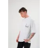 Unisex Bisiklet Yaka Baskılı Oversize T-Shirt - Beyaz - 108683 Unisex Bisiklet Yaka Baskılı Oversize T-Shirt - Beyaz - 108683