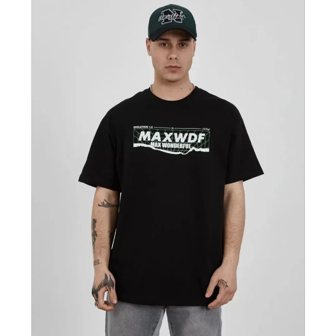 Unisex Bisiklet Yaka Baskılı Oversize T-Shirt - Siyah - 108850 Unisex Bisiklet Yaka Baskılı Oversize T-Shirt - Siyah - 108850