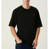 Unisex Bisiklet Yaka Baskılı Oversize T-Shirt - Siyah - 109027 Unisex Bisiklet Yaka Baskılı Oversize T-Shirt - Siyah - 109027