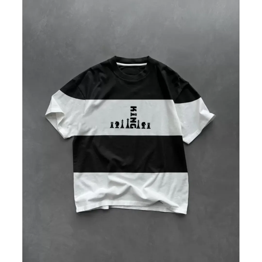 Unisex Bisiklet Yaka Baskılı Parçalı Oversize T-Shirt - Siyah - 109176 Unisex Bisiklet Yaka Baskılı Parçalı Oversize T-Shirt - Siyah - 109176