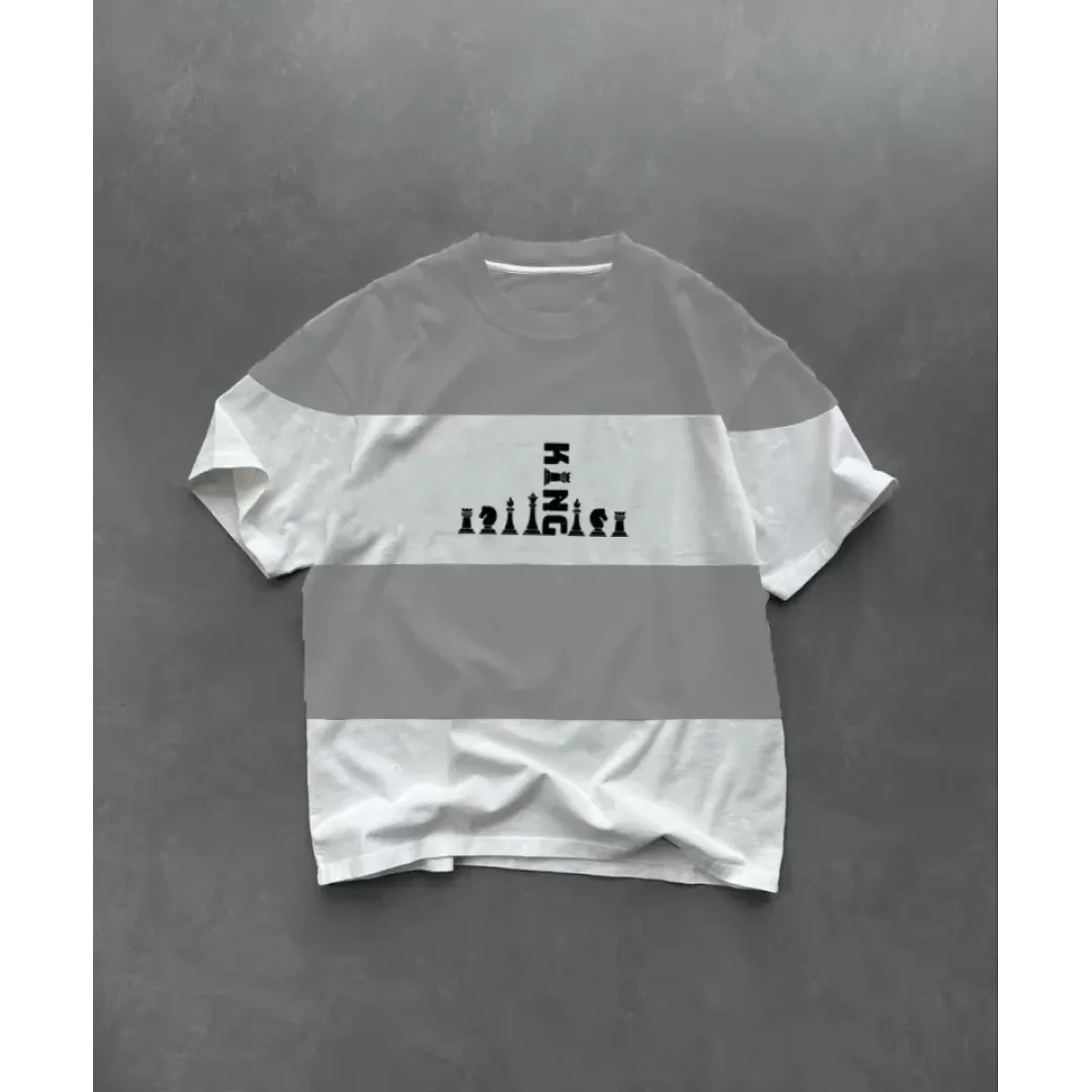 Unisex Bisiklet Yaka Baskılı Parçalı Oversize T-Shirt - Gri - 109178 Unisex Bisiklet Yaka Baskılı Parçalı Oversize T-Shirt - Gri - 109178