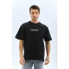 Unisex Bisiklet Yaka Baskılı Oversize T-Shirt - Siyah - 109259 Unisex Bisiklet Yaka Baskılı Oversize T-Shirt - Siyah - 109259