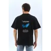 Unisex Bisiklet Yaka Baskılı Oversize T-Shirt - Siyah - 109259 Unisex Bisiklet Yaka Baskılı Oversize T-Shirt - Siyah - 109259