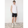 Unisex Kapşonlu Kolsuz Düz Oversize T-shirt - Beyaz - 109548 Unisex Kapşonlu Kolsuz Düz Oversize T-shirt - Beyaz - 109548