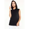 Unisex Kapşonlu Kolsuz Düz Oversize T-shirt - Siyah - 109782 Unisex Kapşonlu Kolsuz Düz Oversize T-shirt - Siyah - 109782