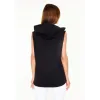 Unisex Kapşonlu Kolsuz Düz Oversize T-shirt - Siyah - 109782 Unisex Kapşonlu Kolsuz Düz Oversize T-shirt - Siyah - 109782