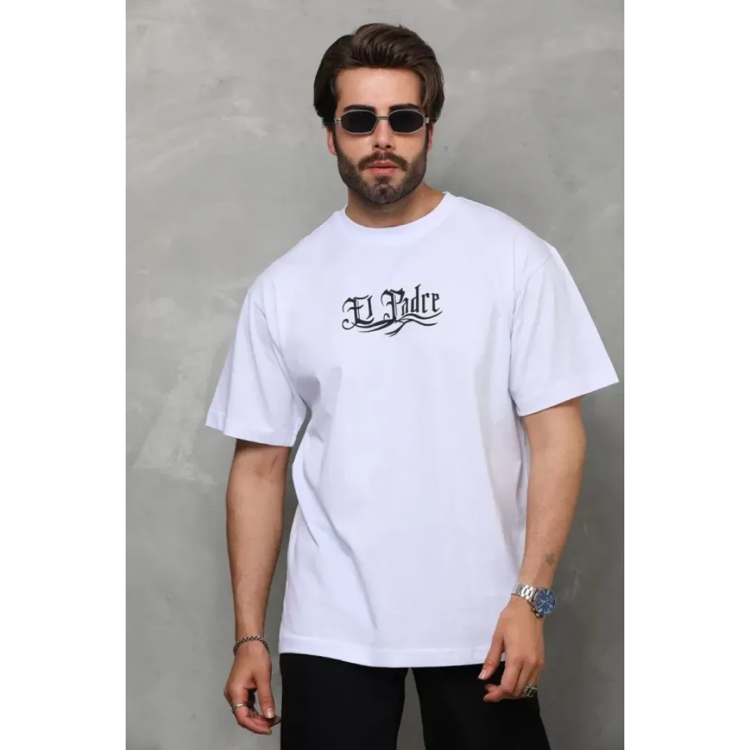 Unisex Bisiklet Yaka Baskılı Oversize T-Shirt - Beyaz - 110538 Unisex Bisiklet Yaka Baskılı Oversize T-Shirt - Beyaz - 110538