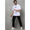 Unisex Bisiklet Yaka Baskılı Oversize T-Shirt - Beyaz - 110538 Unisex Bisiklet Yaka Baskılı Oversize T-Shirt - Beyaz - 110538