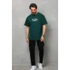 Unisex Bisiklet Yaka Baskılı Oversize T-Shirt - Yeşil - 110541 Unisex Bisiklet Yaka Baskılı Oversize T-Shirt - Yeşil - 110541