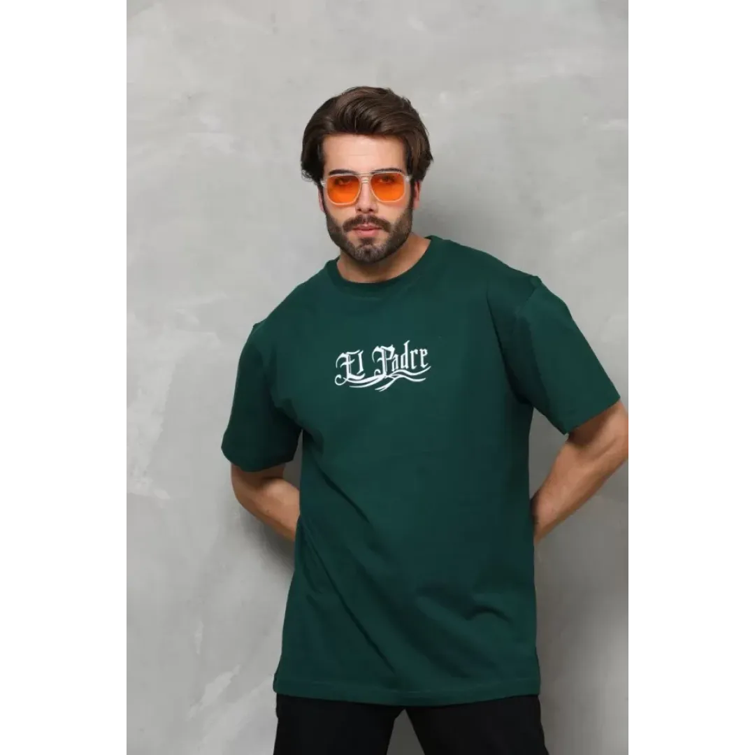 Unisex Bisiklet Yaka Baskılı Oversize T-Shirt - Yeşil - 110541 Unisex Bisiklet Yaka Baskılı Oversize T-Shirt - Yeşil - 110541