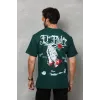 Unisex Bisiklet Yaka Baskılı Oversize T-Shirt - Yeşil - 110541 Unisex Bisiklet Yaka Baskılı Oversize T-Shirt - Yeşil - 110541