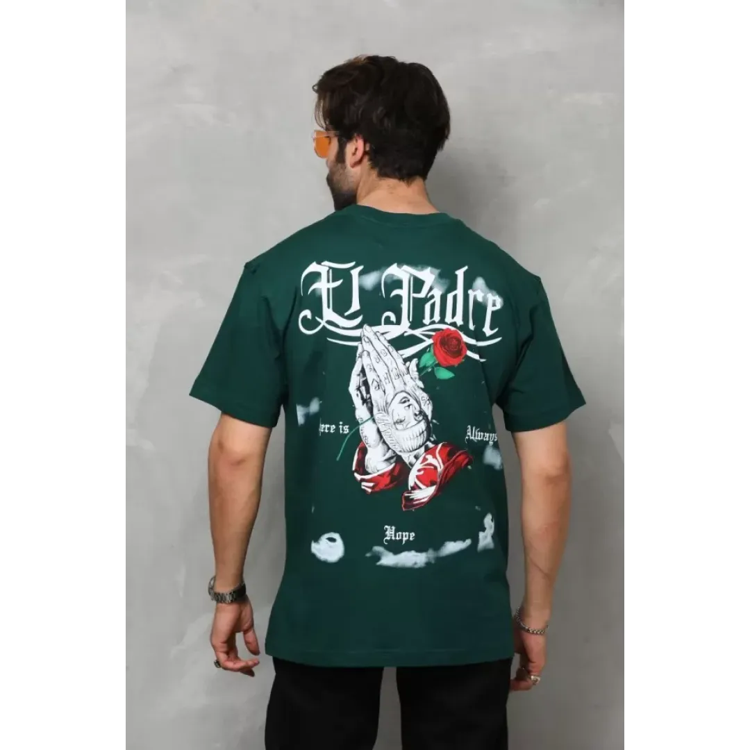 Unisex Bisiklet Yaka Baskılı Oversize T-Shirt - Yeşil - 110541 Unisex Bisiklet Yaka Baskılı Oversize T-Shirt - Yeşil - 110541