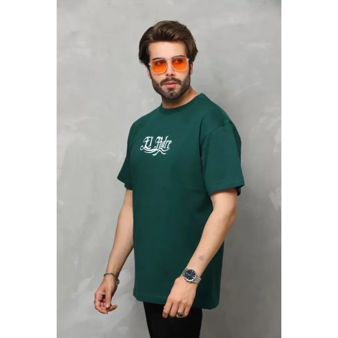 Unisex Bisiklet Yaka Baskılı Oversize T-Shirt - Yeşil - 110541 Unisex Bisiklet Yaka Baskılı Oversize T-Shirt - Yeşil - 110541