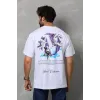 Unisex Bisiklet Yaka Baskılı Oversize T-Shirt - Beyaz - 110542 Unisex Bisiklet Yaka Baskılı Oversize T-Shirt - Beyaz - 110542
