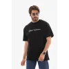 Unisex Bisiklet Yaka Baskılı Oversize T-Shirt - Siyah - 110543 Unisex Bisiklet Yaka Baskılı Oversize T-Shirt - Siyah - 110543