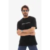 Unisex Bisiklet Yaka Baskılı Oversize T-Shirt - Siyah - 110543 Unisex Bisiklet Yaka Baskılı Oversize T-Shirt - Siyah - 110543