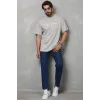 Unisex Bisiklet Yaka Baskılı Oversize T-Shirt - Gri - 110544 Unisex Bisiklet Yaka Baskılı Oversize T-Shirt - Gri - 110544