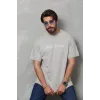 Unisex Bisiklet Yaka Baskılı Oversize T-Shirt - Gri - 110544 Unisex Bisiklet Yaka Baskılı Oversize T-Shirt - Gri - 110544