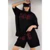 Unisex Nakış İşlemeli Şort Takım - Siyah - 110666 Unisex Nakış İşlemeli Şort Takım - Siyah - 110666