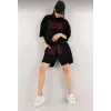 Unisex Nakış İşlemeli Şort Takım - Siyah - 110666 Unisex Nakış İşlemeli Şort Takım - Siyah - 110666